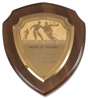 1964 Mount St. Michael 10th  Annual Block “M” Dinner Plaque Presented To Lewis Alcindor (Abdul-Jabbar LOA)